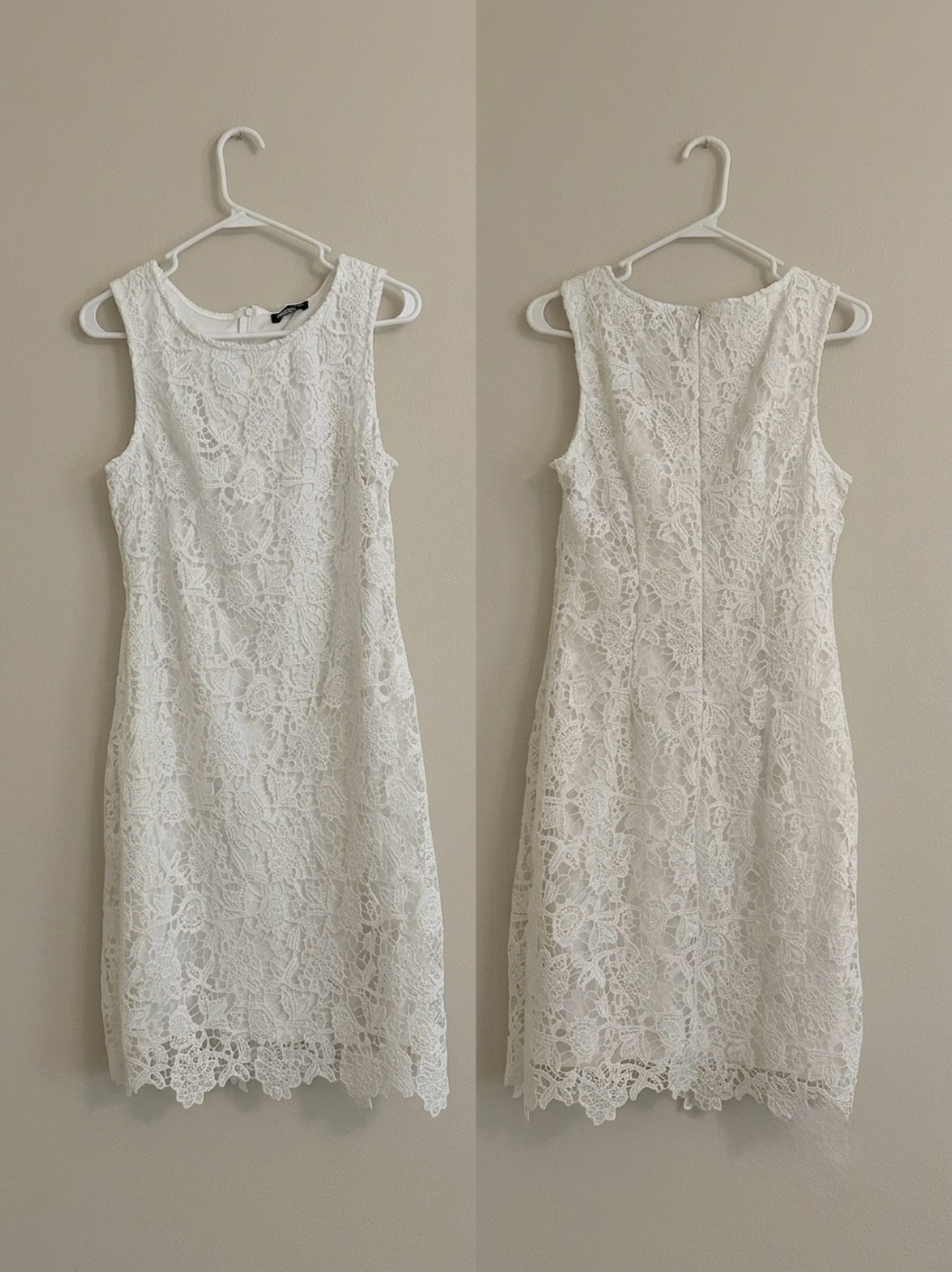 Yessica Sleeveless White Lace Sheath Dress - Elegant Bridal-Inspired Style